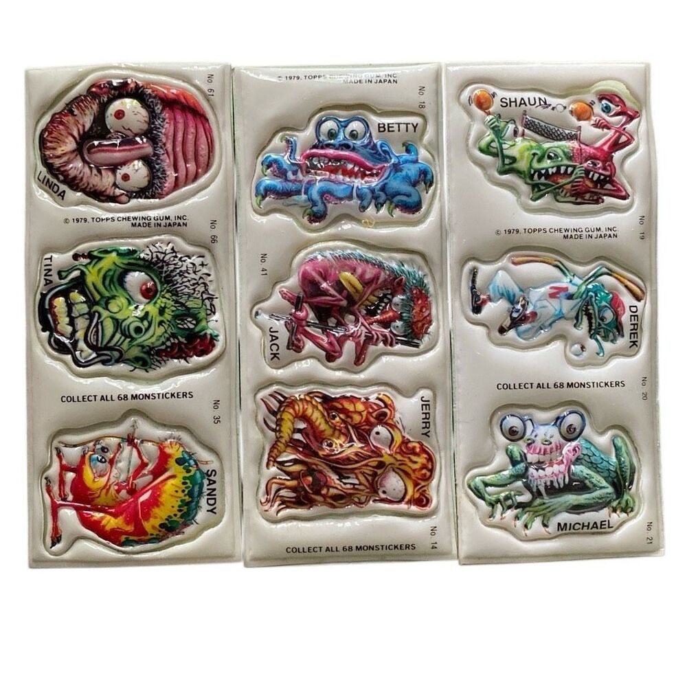 Vintage MONSTICKERS Topps Gum 1979 Monster Puffy Stickers Decal Vtg Horror Japan